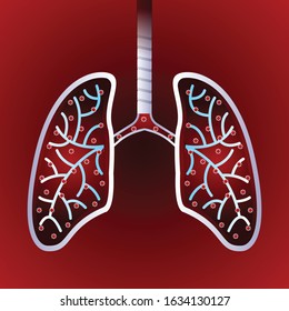 Virus and bacteria infected the Human lungs. Corona virus for awareness against disease spread. vector illustration.