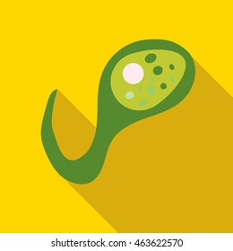 Virus, bacteria, microbe icon in flat style on a yellow background