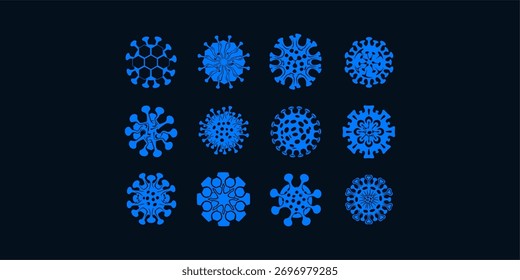 Conjunto de iconos de contorno de virus, bacterias o microbios.