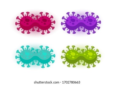Icono de virus, bacterias, microbios. Establecer el signo de bacterias vectoriales en un estilo plano. Icono de microbio aislado en fondo blanco.