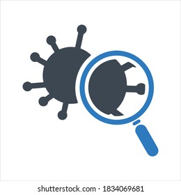 Virus, bacteria scan icon, vector and glyph