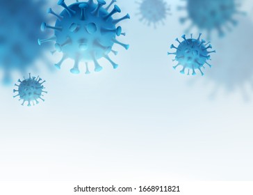 Virus, bacteria vector background. Cells disease outbreak. Coronavirus alert pattern. Microbiology medical concept for banner, poster or flyer with copy space at the down.