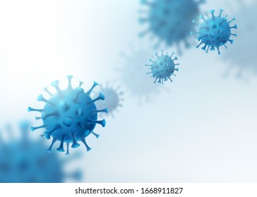 Virus, bacteria vector background. Coronavirus alert pattern. Microbiology medical motion concept for banner, poster or flyer in realistic style, light blue color.