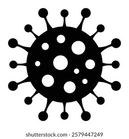 Virus bacteria vector icon. Microorganism, disease, and infection symbol. Allergy and microbe illustration. Black silhouette isolated on white background.