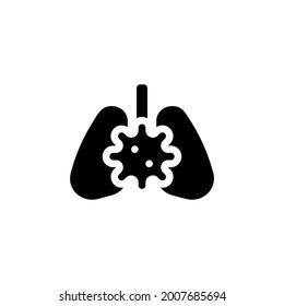 Virus or bacterial infects lungs vector icon. Lungs with virus black flat symbol Vector EPS 10