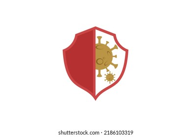 Virus bacterial protection shield logo design simple minimalist modern pandemic medical healthcare icon symbol