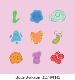 virus and bacterias icons set