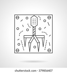 Virus bacteriophage. Microbiology and virology objects. Education and science research. Flat line style single vector icon. Element for web design, business, mobile app. 