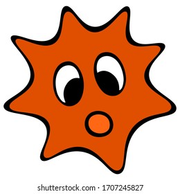 Virus, bacterium, microbe, pathogen. Color vector illustration. Microorganism on an isolated background. Medical topics. Coronavirus. The spread of a dangerous infection. Cartoon style.