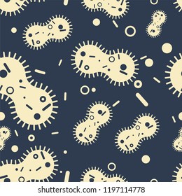 Virus bacterium pattern seamless. microbe background. Pathogenic infection Cell disease. vector ornament