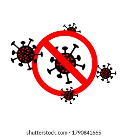 virus ban symbol or sign., for prohibiting people from entering due to virus sign.