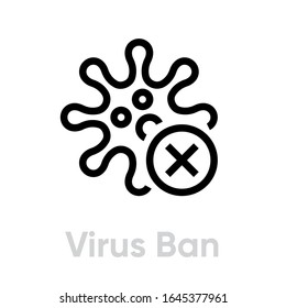 Virus Ban symbol vector editable stroke icon