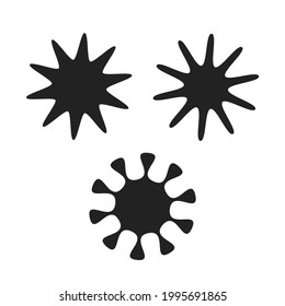 virus black icon vector set