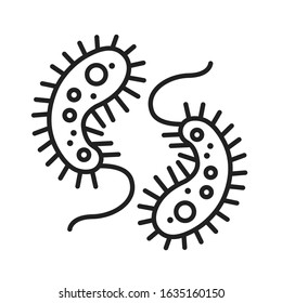 Virus black line icon. Respiratory infections. Bacteria, microorganism sign. Microscopic germ cause diseases concept. Pictogram for web, mobile app. UI UX design element. Editable stroke.