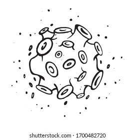logotipo en blanco y negro de virus, vector