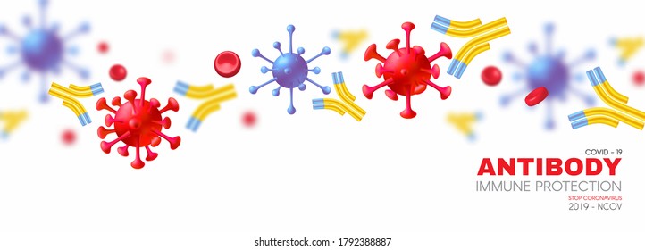 Virus, Blood And Antibody. Healthcare 3D Design. Stop Coronavirus 2019-nCoV Background. Virus Covid 19-NCP. Coronavirus NCoV And Biohazard Symbol. Epidemic Concept.