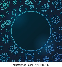 Virus blue concept background with place for your text. Vector creative virology frame in thin line style