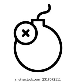 Vector de contorno de icono de la bomba de virus. antivirus de datos. Seguridad del cortafuegos