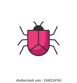 virus bug attack internet flat line style illustration