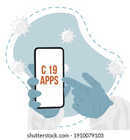 Virus C 19 Application illustration vector template design