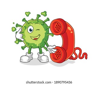 mascota de llamadas de virus. vector de dibujos animados