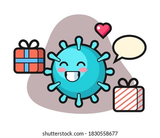 Caricatura de virus con una barbacoa