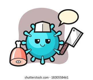 Virus cartoon as a butcher