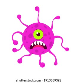 Virus cartoon character design. Coronavirus character design. Covid-19 bacteria. Vector illustration