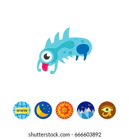 Virus Cartoon Character Icon 5