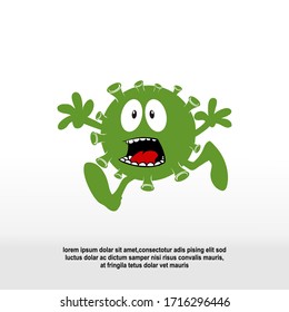 Virus Cartoon Character Panic And Running Out. Corona Virus Character. 