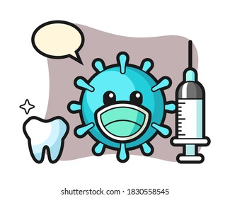 Caricatura de virus como dentista