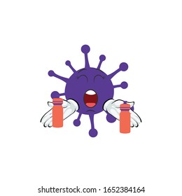 virus cartoon design with gym equipment