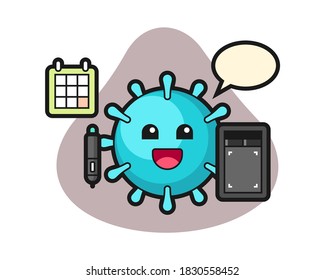 Caricatura de virus como dietista