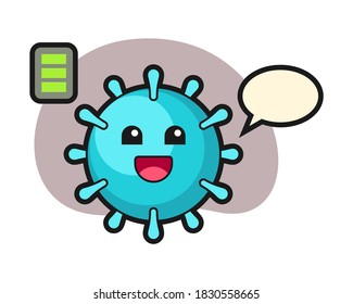 Virus cartoon with energetic gesture