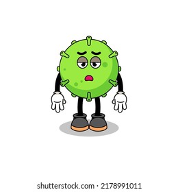 virus cartoon with fatigue gesture , character design