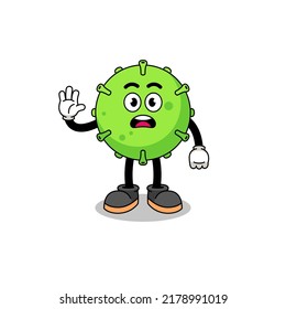 virus cartoon illustration doing stop hand , character design