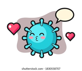Virus cartoon with kissing gesture