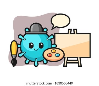 Virus cartoon as a painter
