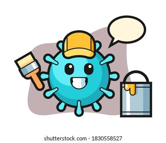 Virus cartoon as a painter