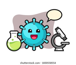 Virus cartoon as a scientist
