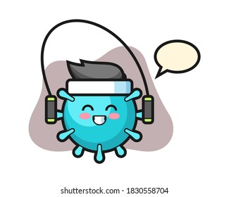 Virus cartoon with skipping rope 