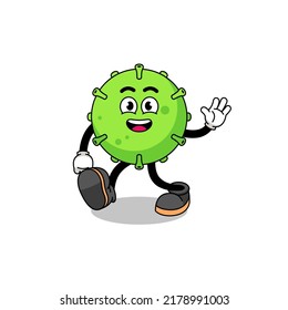 caminar con dibujos animados de virus , diseño de caracteres