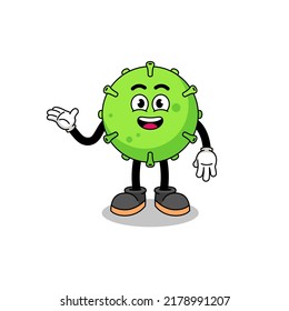 virus cartoon with welcome pose , character design