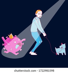 Virus cathes the boy who walks his dog