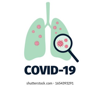 Brote del nuevo coronavirus COVID-19. Virus que causan neumonía. Epidemia del coronavirus 2019-nCov. Pulmones infectados con el coronavirus Wuhan. Ilustración vectorial aislada.