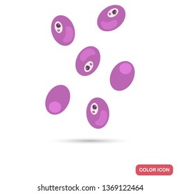 Virus cell colony under magnification flat color icon