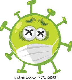 Virus cell with facial expression on white background illustration
