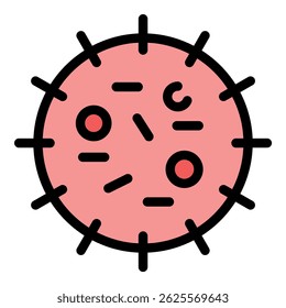 Virus cell icon. Outline virus cell vector icon color flat isolated