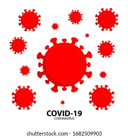  Virus Cell Icon. Red colours of virus. Coronavirus Sign Icon. Coronavirus Cartoon. COVID-19 NCOV-2019. Vector Illustration of Coronavirus. Coronavirus Vector Icon 