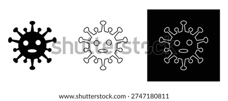 Virus cell illustrations in black and white for medical and scientific use